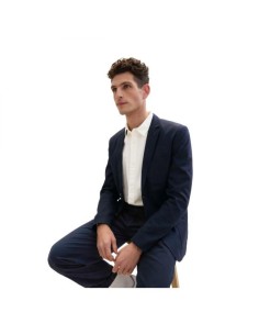 Blazer Lin Coton TOM TAILOR Bleu Marine Herringbone 2